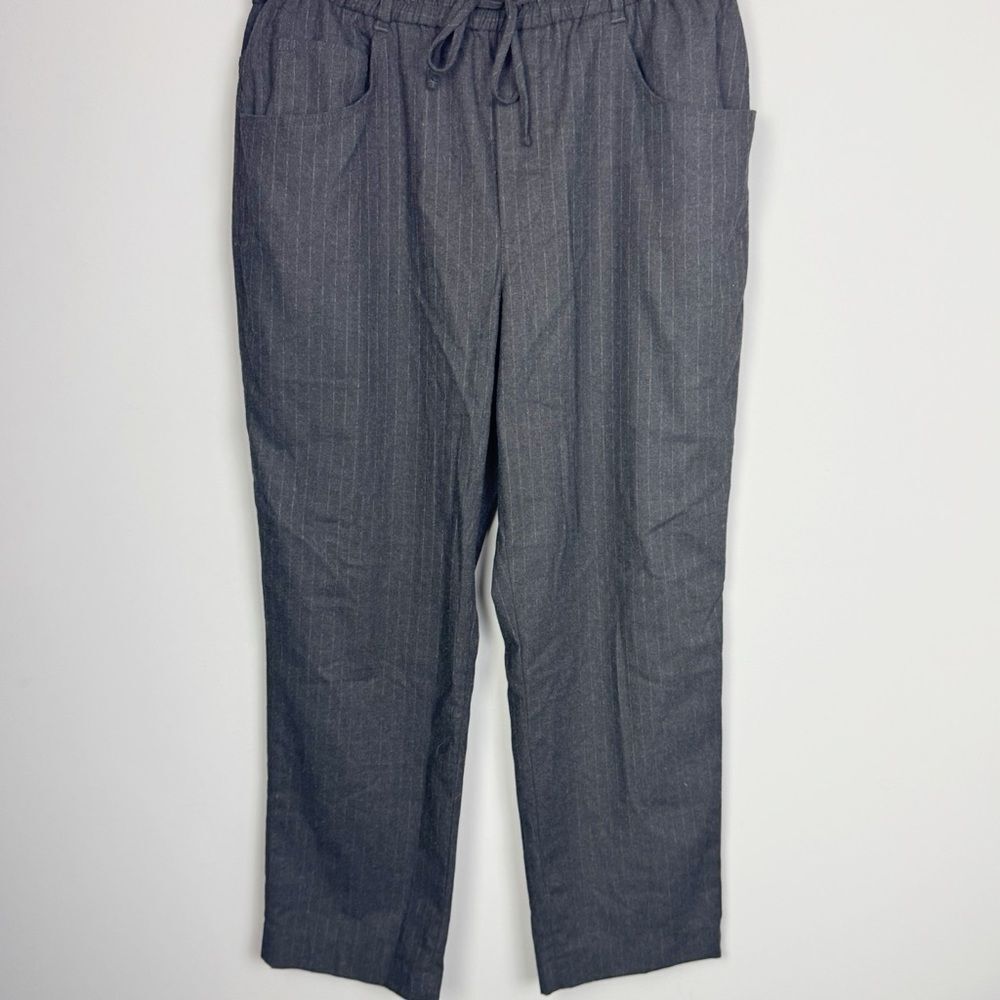 ZARA | Drawstring Waist Gray Pinstripe Print Pants Women’s Size 10